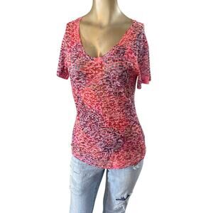 Beckyanne Vintage Y2K Women Multi Color V-neck Short Sleeve Top Small
